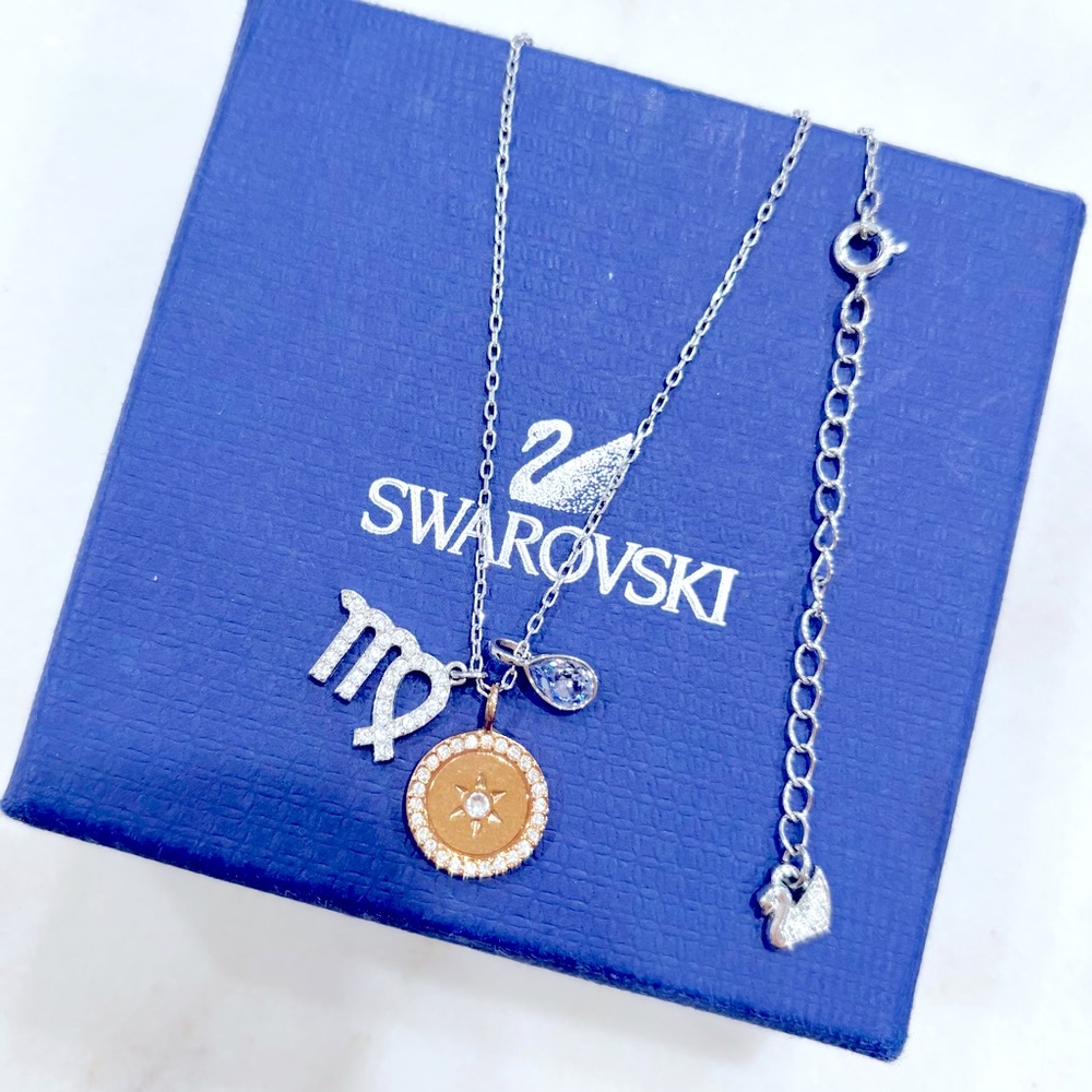 Swarovski Silver and Gold Zodiac Necklace Virgo